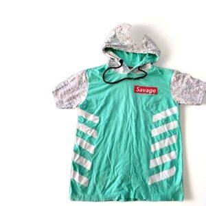 New York 1994 SOVEREIGN STATE Hoodie Shirt Short Sleeve Green White Black L